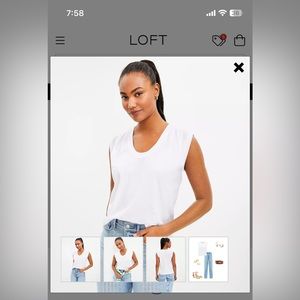 NWT Loft pleated muscle tee - white